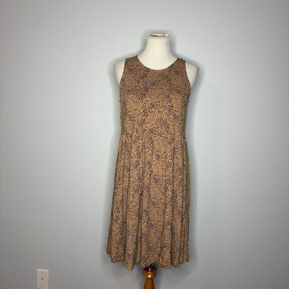 Old Navy- Tan Cheetah-Print Jersey Sleeveless Drop-Waist Swing Dress - Picture 1 of 4